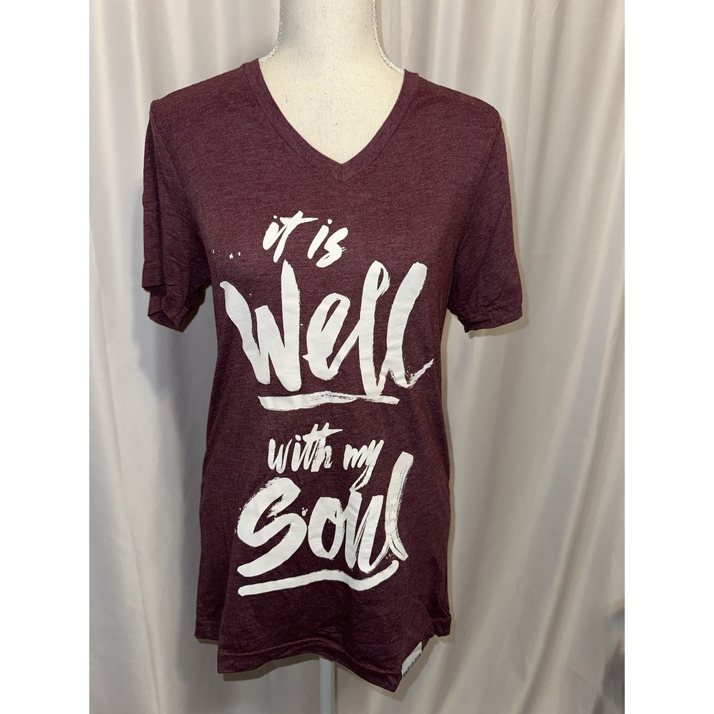 Walk In Love T-shirts Women's Size S It Is Well With My Soul Christian Burgundy